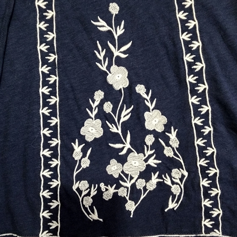 Dip Embroidered Sleeveless Navy Tunic Top - XS - Picture 7 of 8